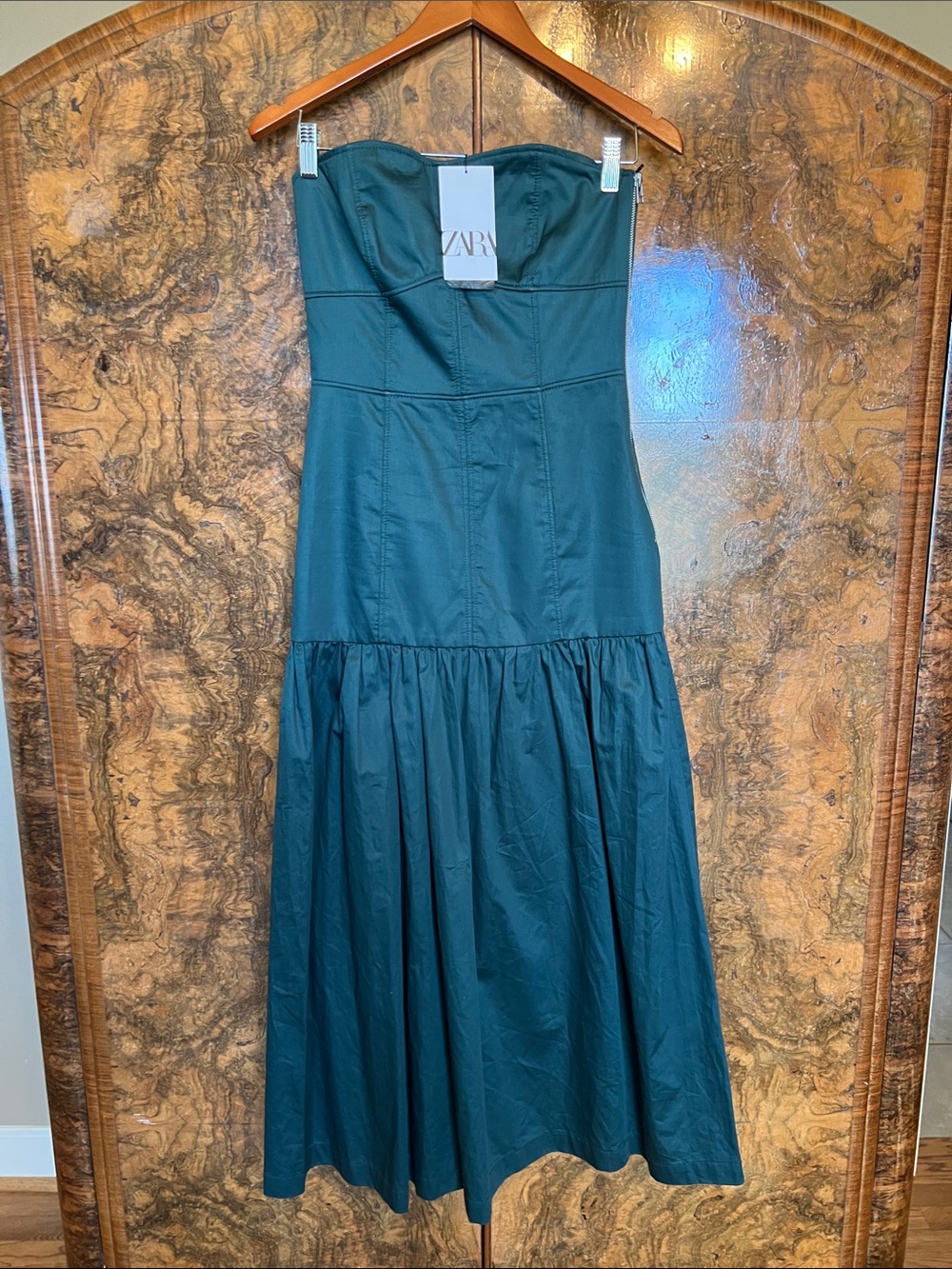 Zara Strapless Teal-Green Maxi Dress
